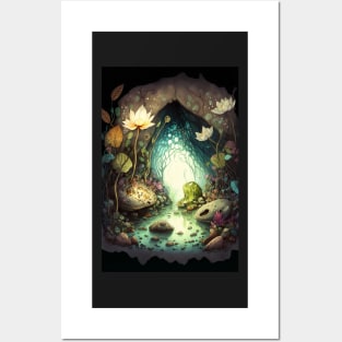 Magical Cavern Oasis Fantasy Illustration Posters and Art